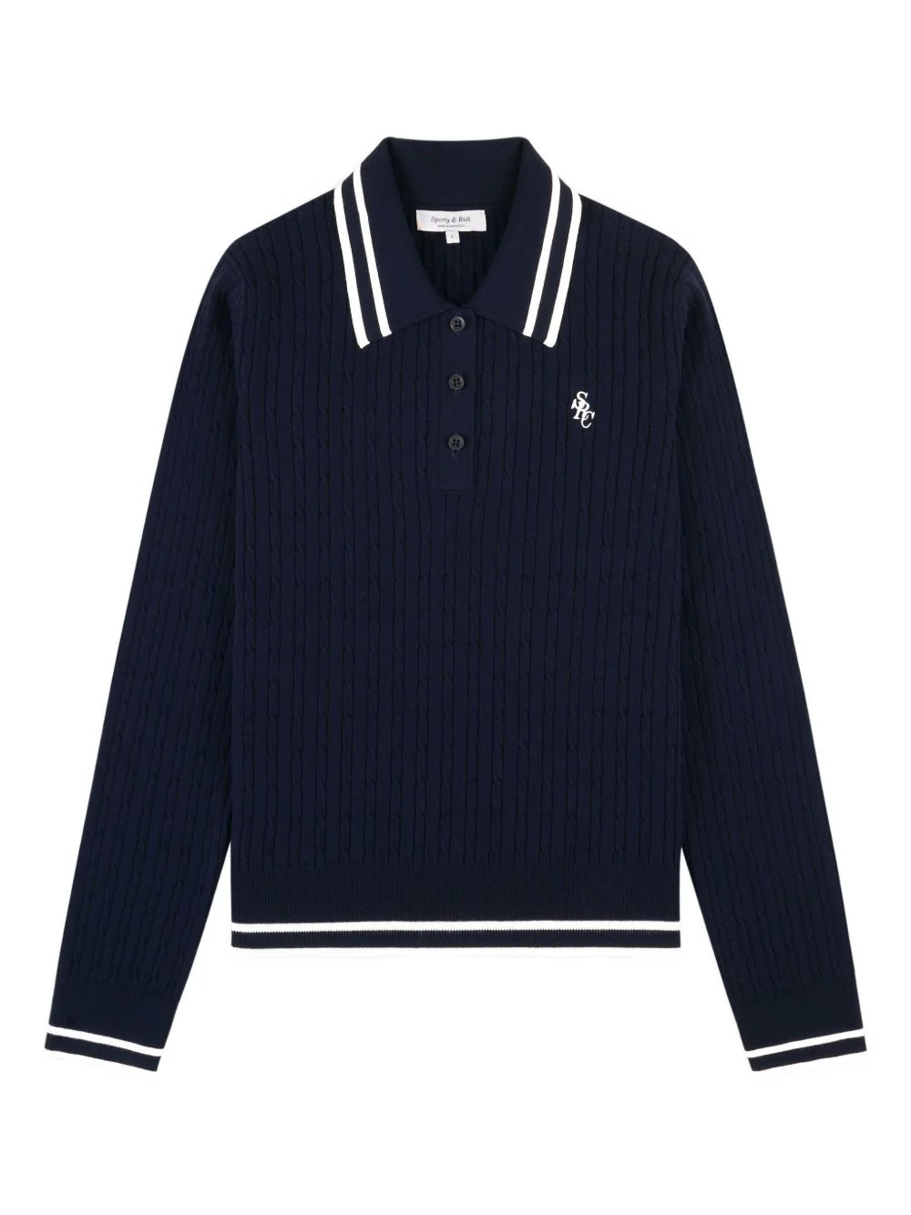 cable-knit striped polo shirt - 1