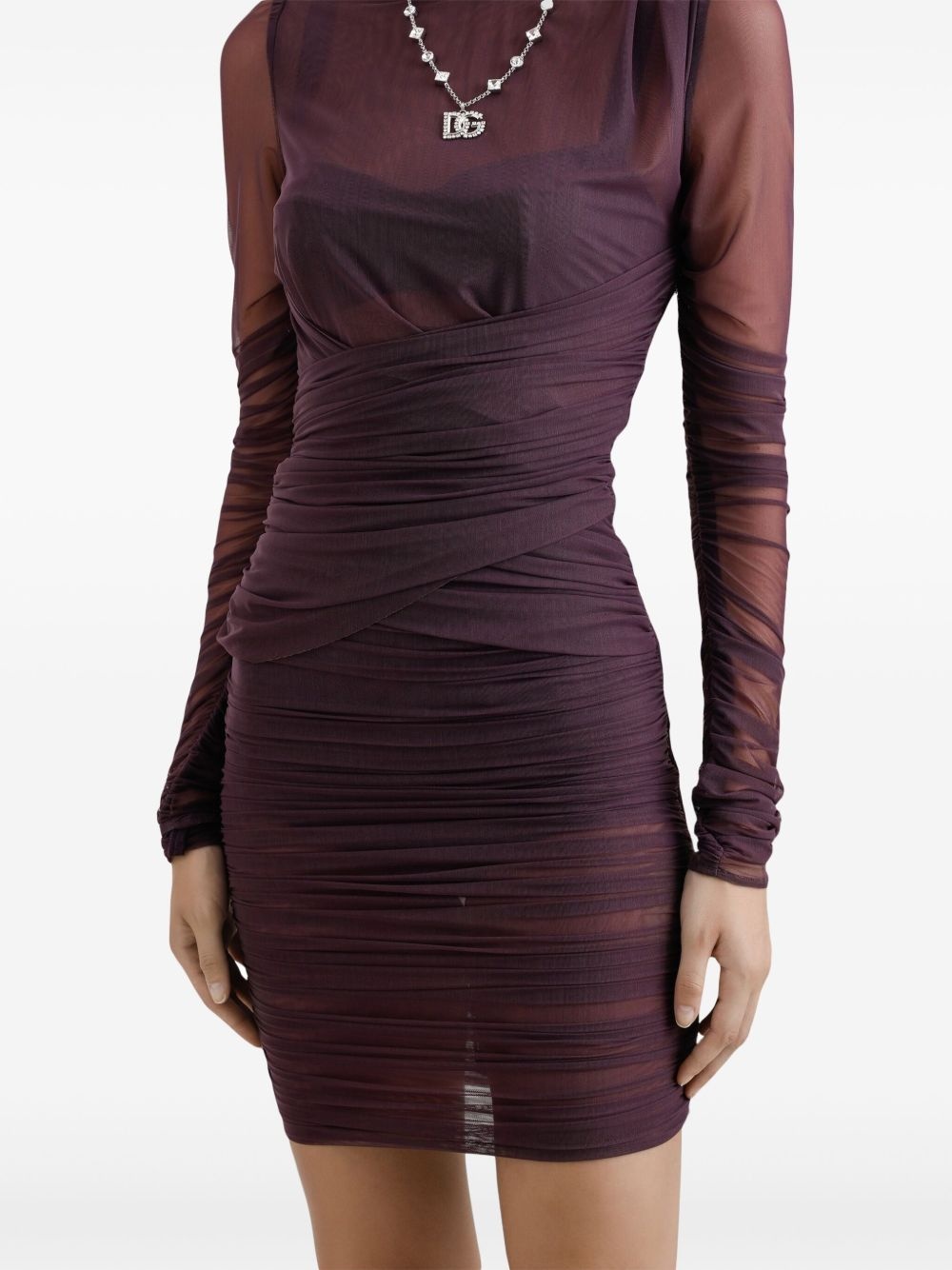 draped-detail mini dress - 5