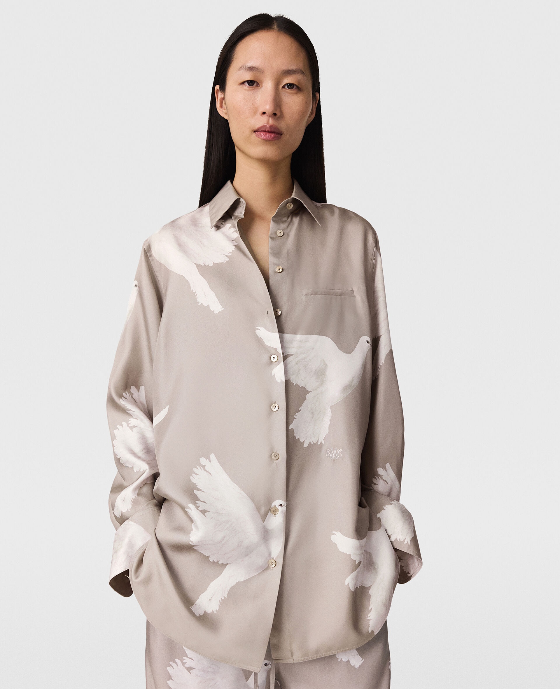 Oversized Dove Print Shirt - 5