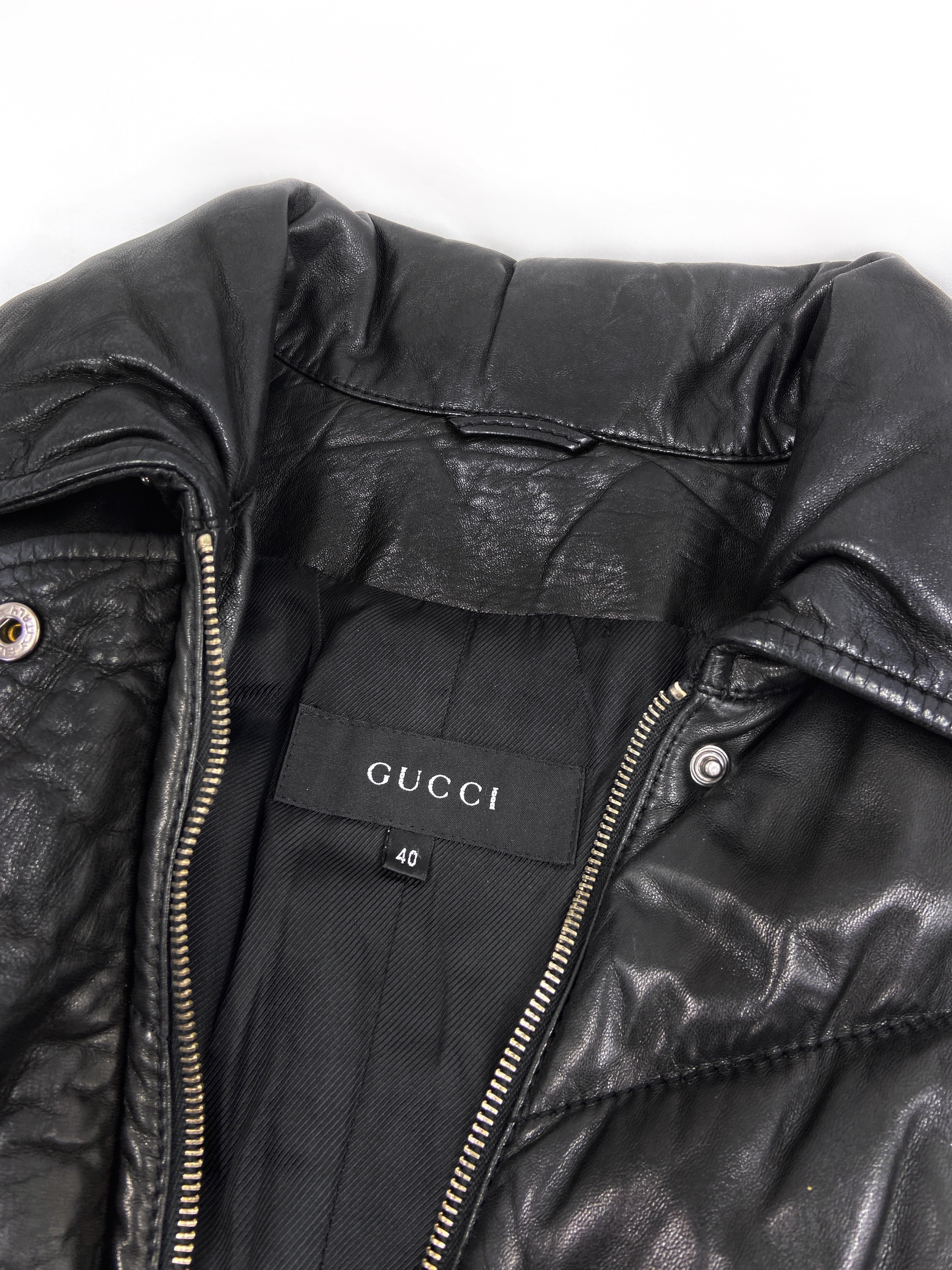 Gucci Fall 1998 Tom Ford Lambskin Leather Quilted Down Puffer Jacket 40 - 24