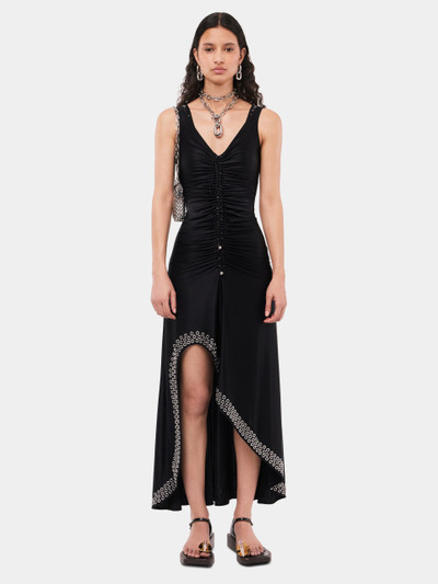Paco Rabanne LONG BLACK DRESS WITH EMBROIDERED METALLIC EYELETS outlook