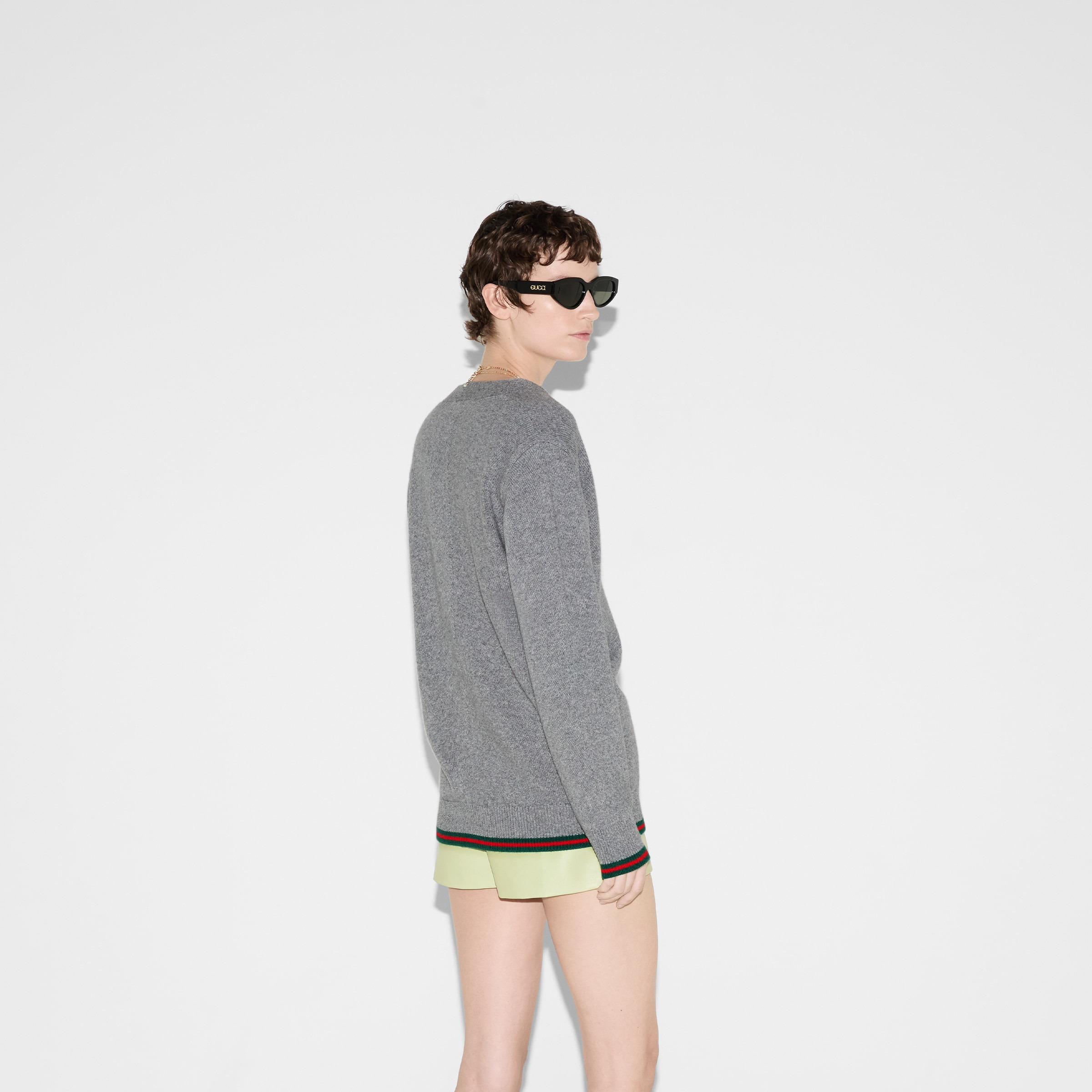 Wool and cashmere cardigan with Web - 4