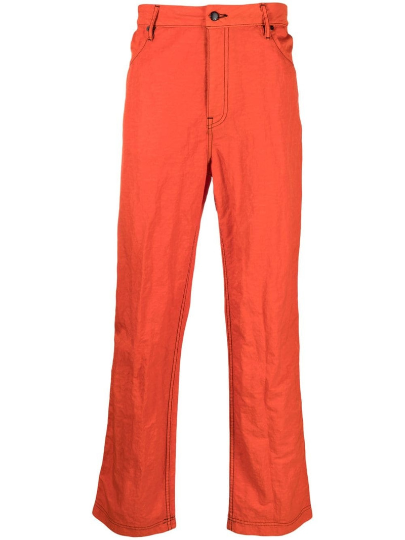 crinkled-finish straight-leg trousers 1