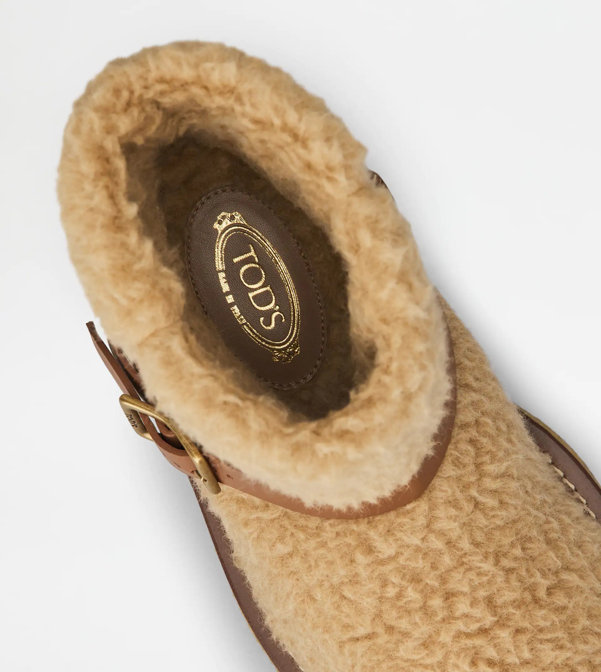 PLATFORM BOOTS IN WOOL AND LEATHER - BROWN - 6