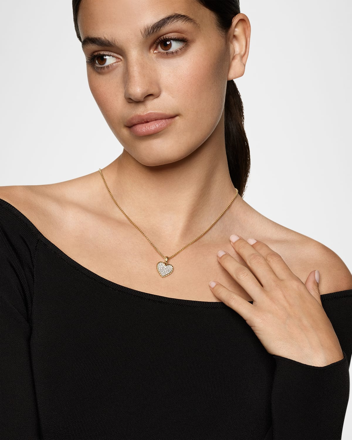 Pave Plate Heart Enhancer with Diamonds in 18K Gold , 17mm - 2