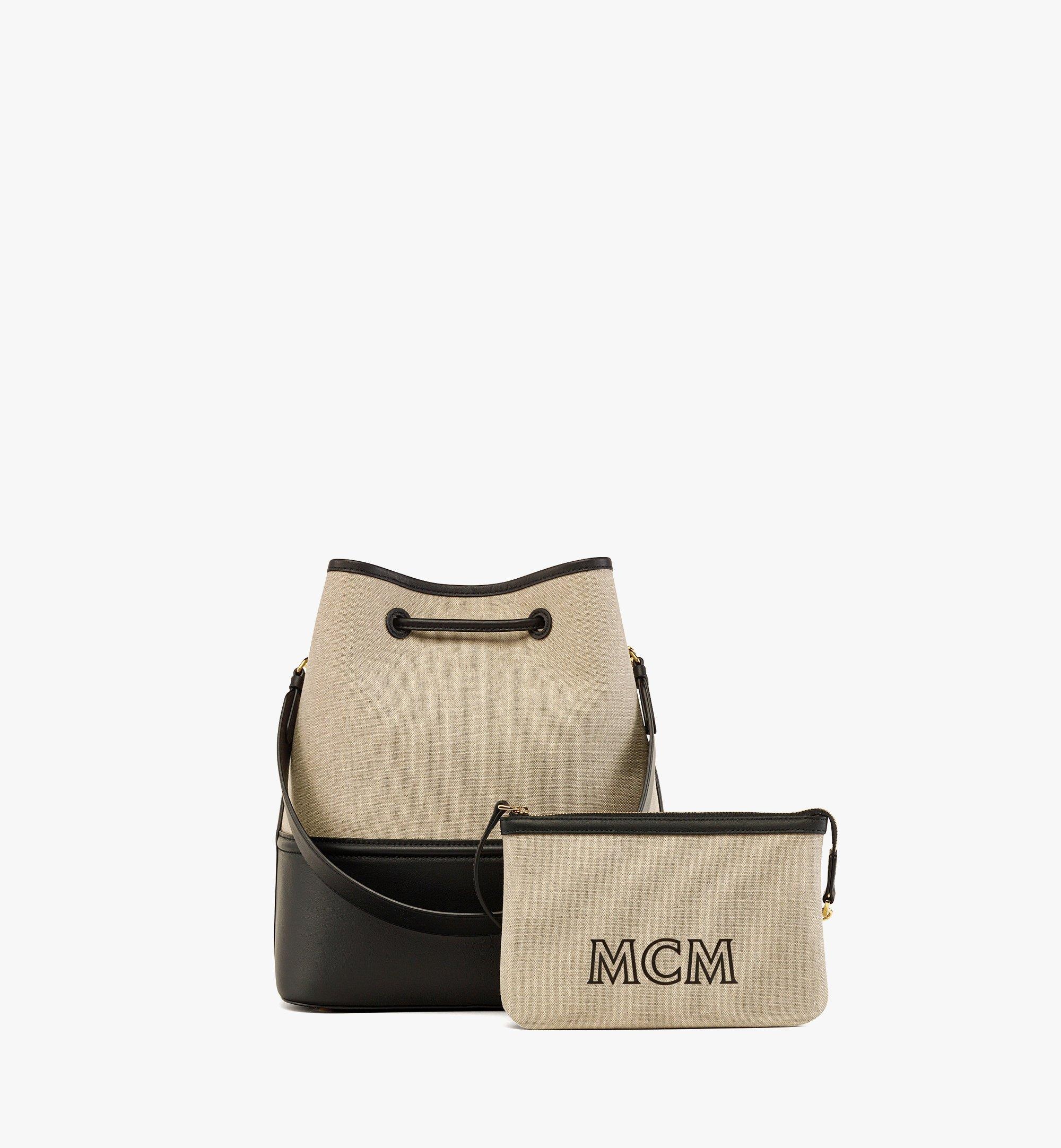 Aren Drawstring Bag in Linen Leather Mix - 5