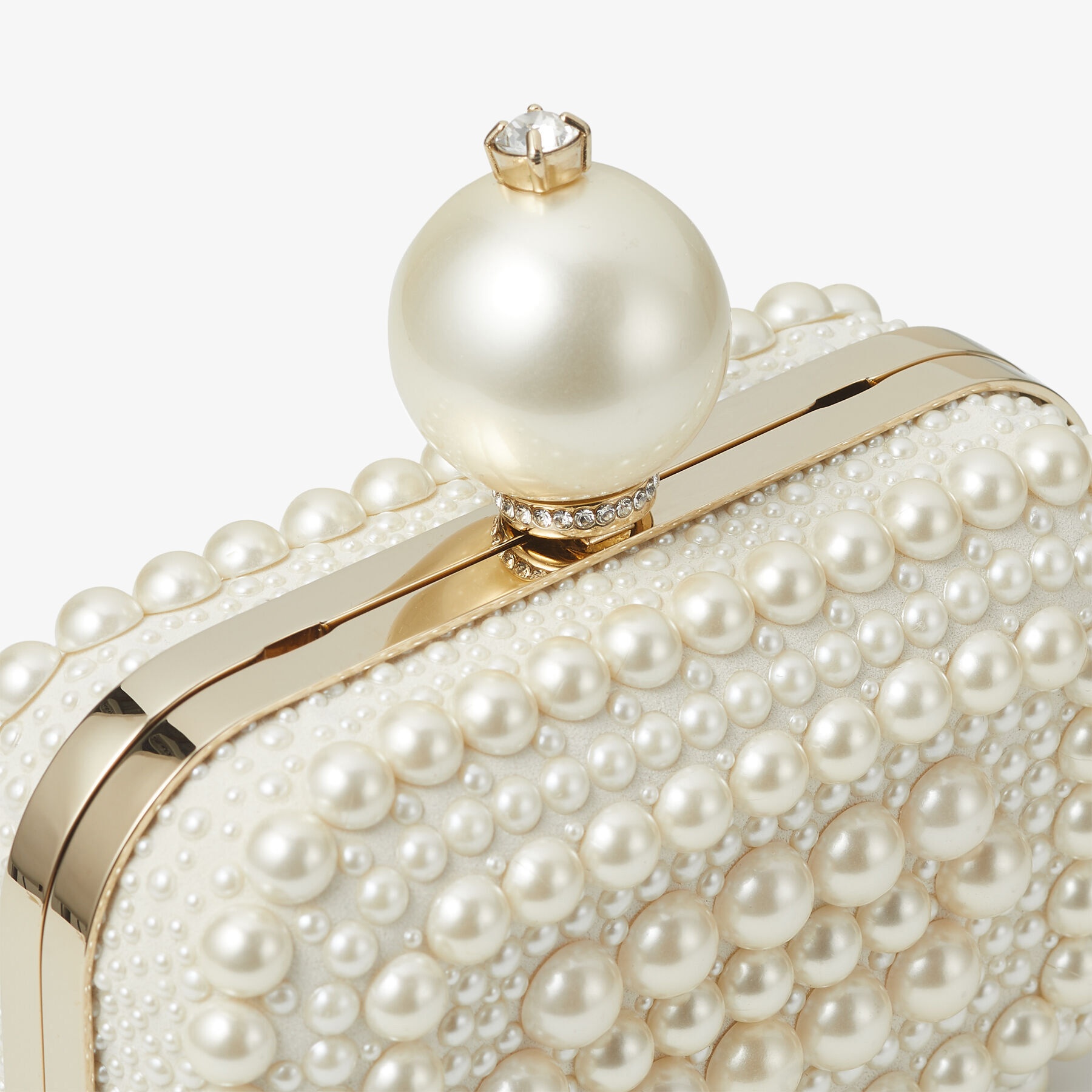 Micro Cloud
White Suede Clutch Bag with All-Over Pearl Embellishment - 4