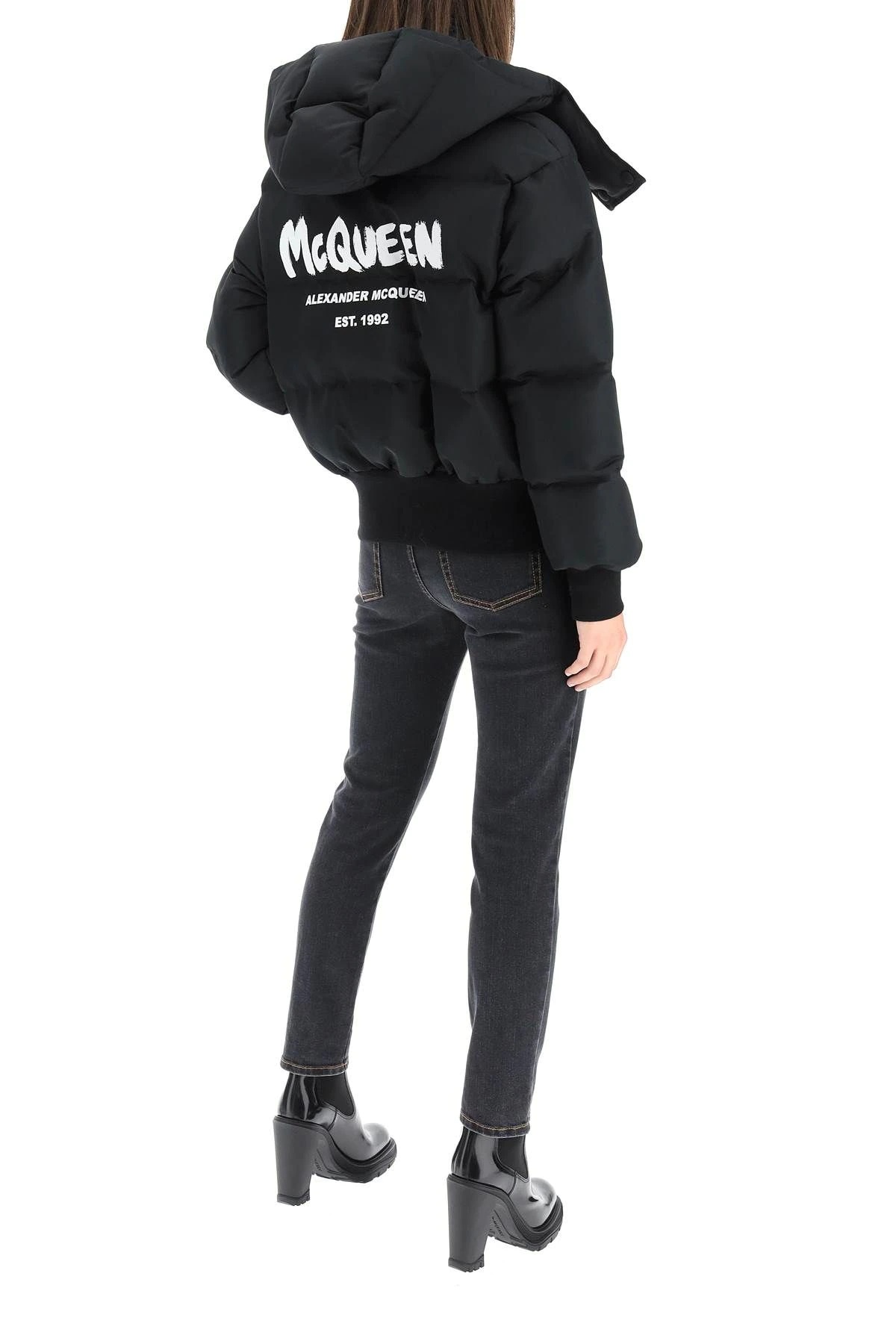 SHORT DOWN JACKET WITH GRAFFITI LOGO - 2