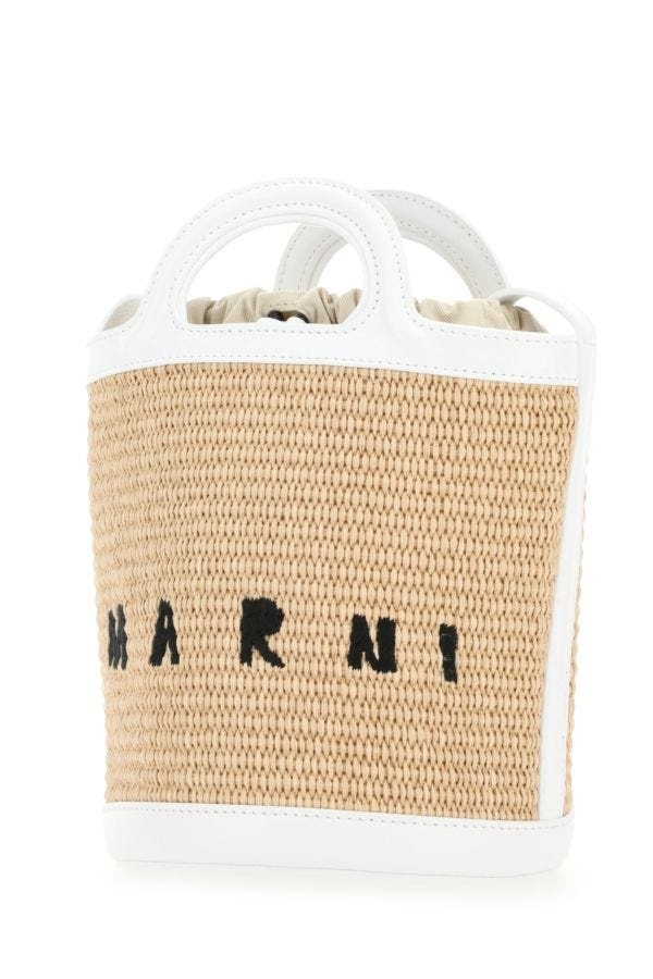 トートバッグ MARNI Two-tone felt and leather Tropicalia bucket bag Marni Two-tone Felt And Leather Tropicalia Bucket Bag