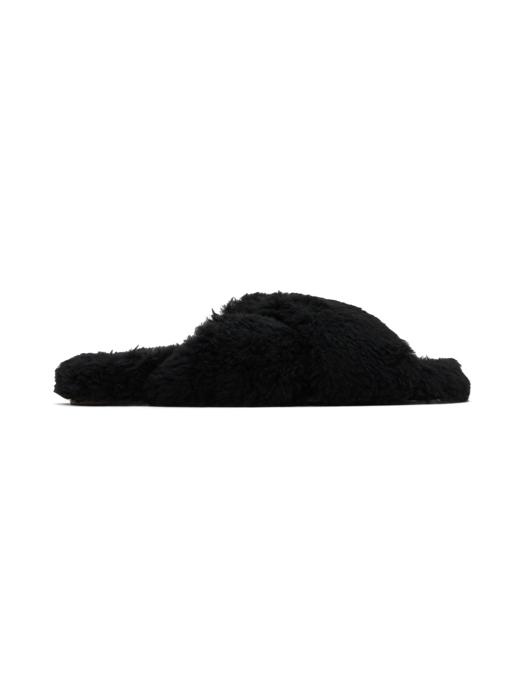 Black Curly Merino Slippers - 1