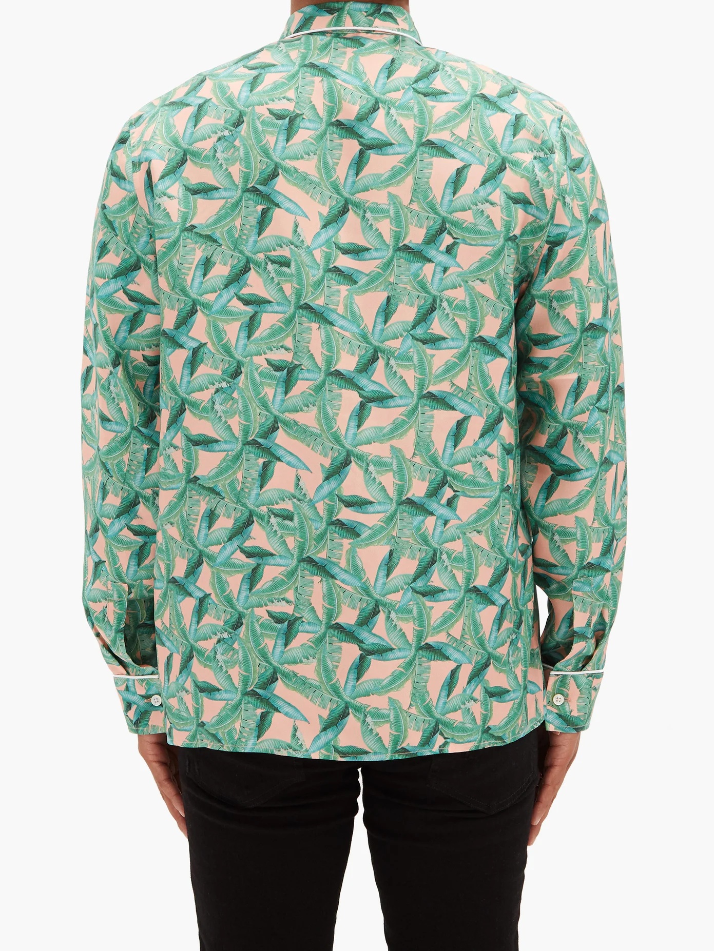 Banana Leaves-print silk-twill shirt - 5