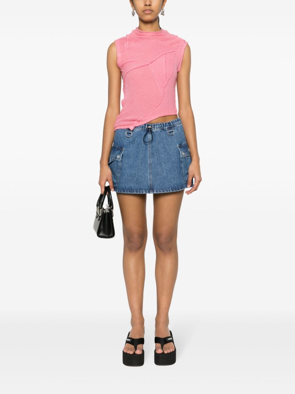 appliquÃ©-logo denim cargo skirt - 2