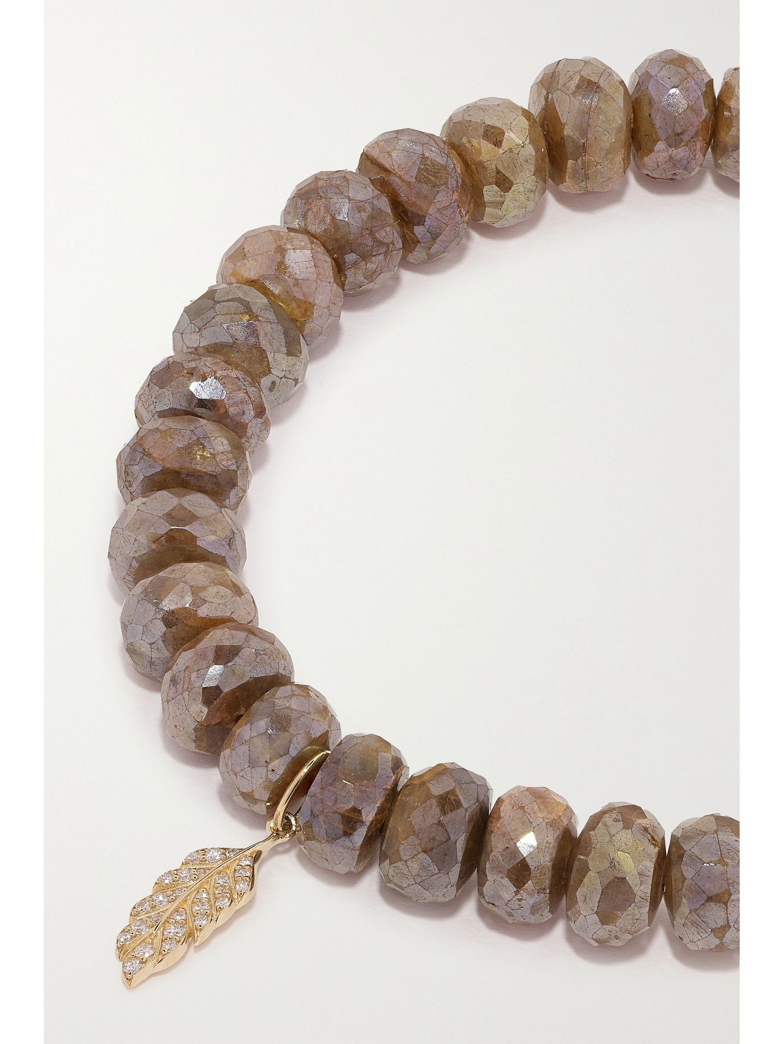 Tiny Feather 14-karat gold, labradorite and diamond bracelet Brown - 4