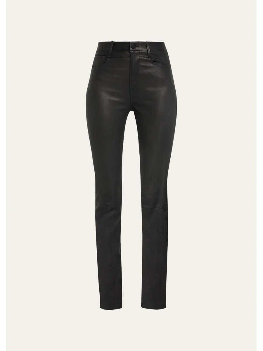 Bootcut Stretch Leather Pants - 1