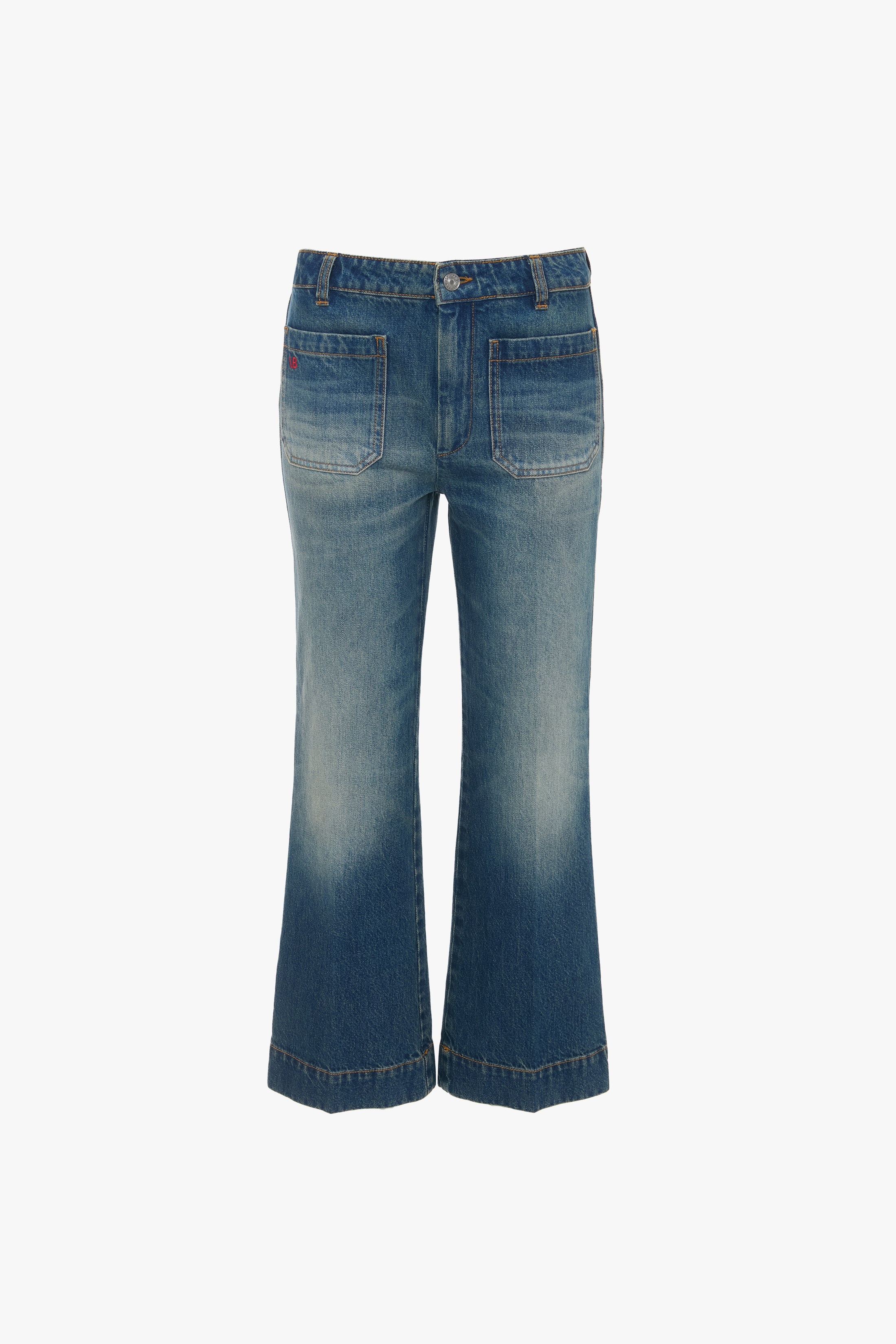 Cropped Kick Alina High Waisted Jean In Mid Blue - 1