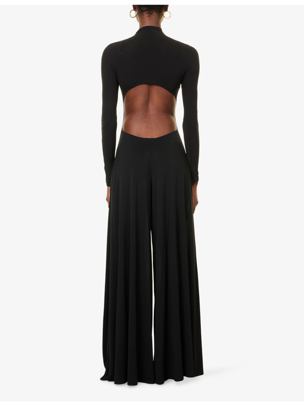 Flare Long-Sleeve Woven Jumpsuit - 4