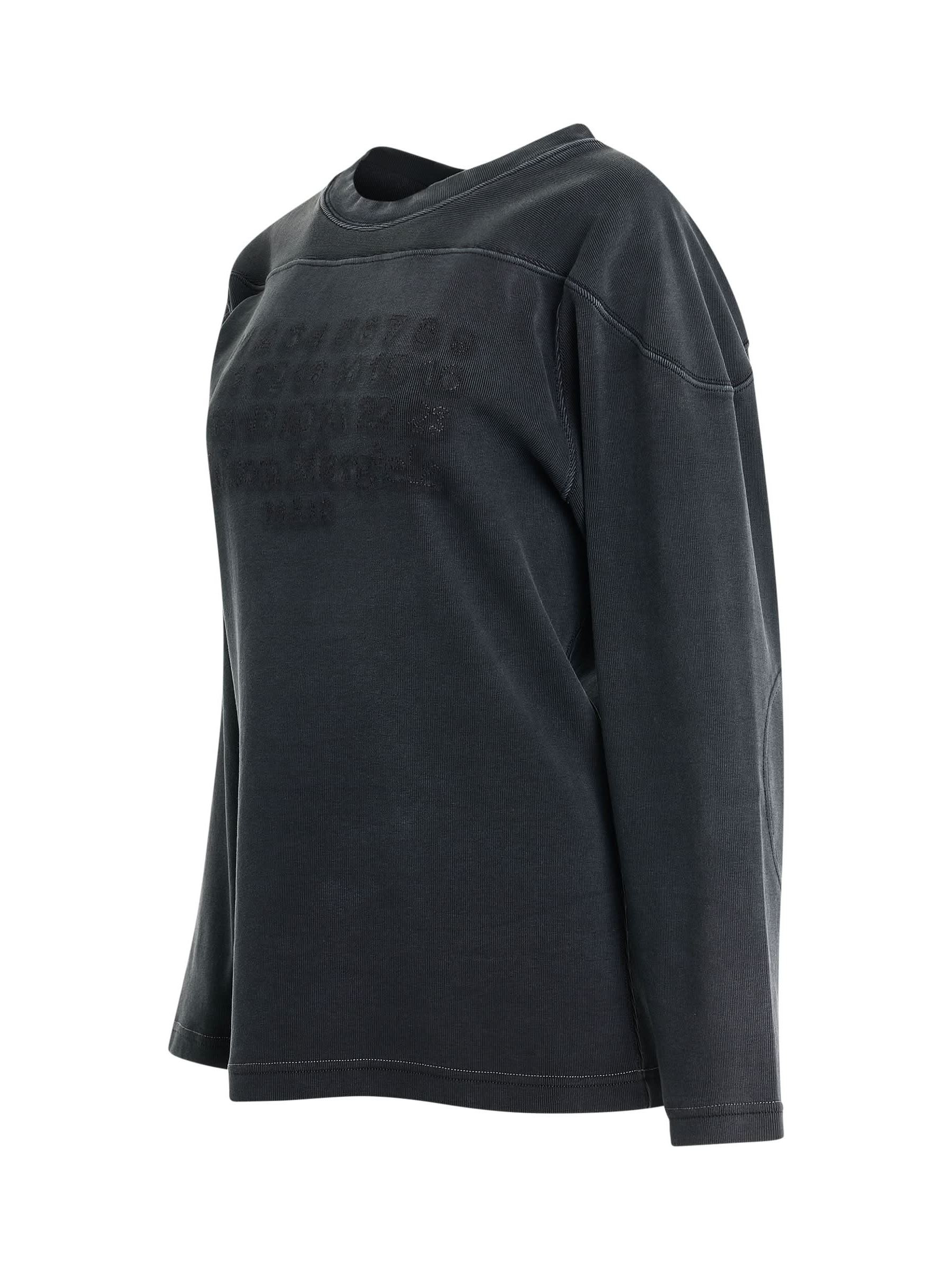 Rib Cotton Logo Sweatshirt in Black - 2