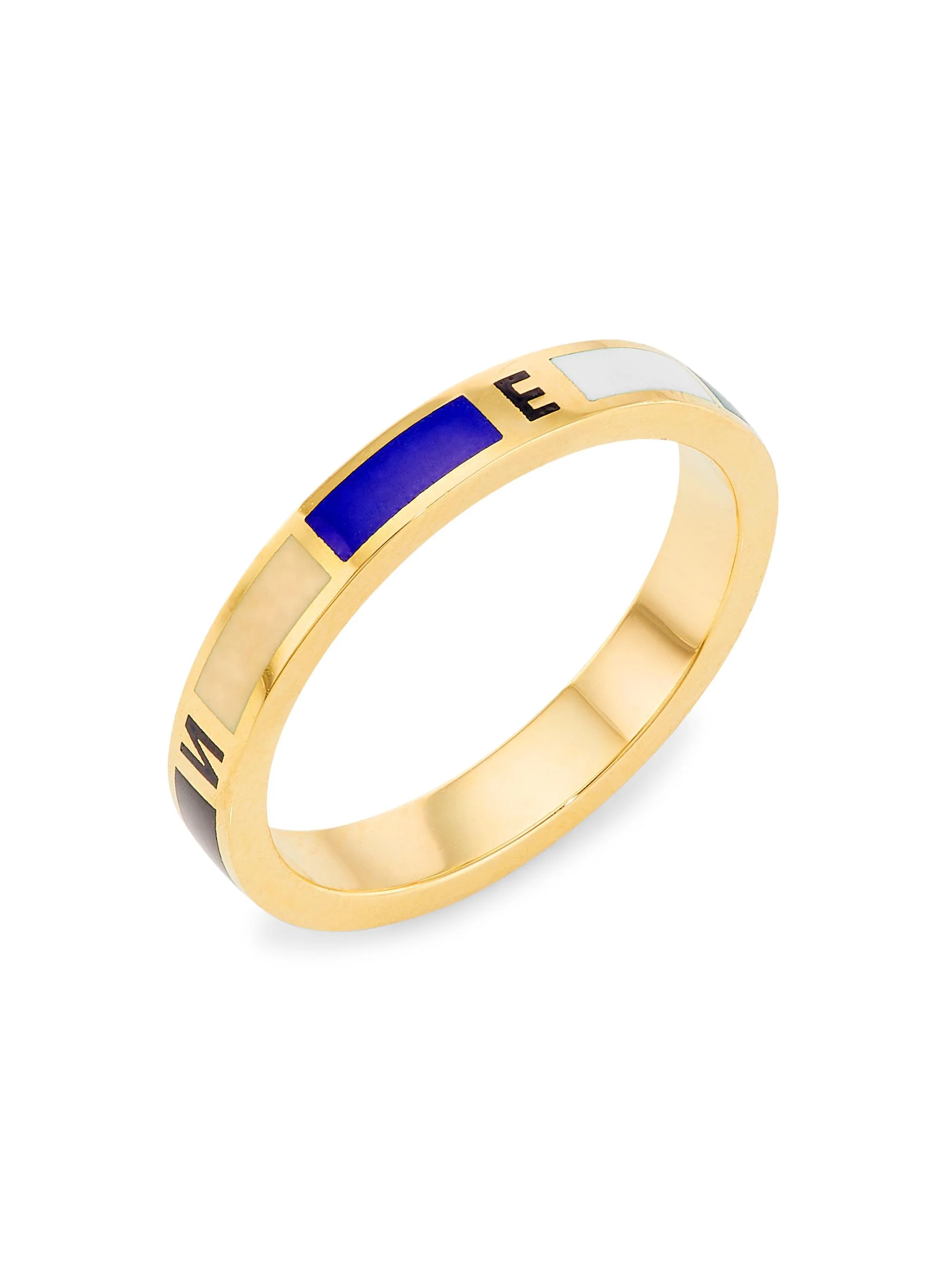 Women's Internal Compass 18K Yellow Gold & Enamel Band Ring - Yellow Gold - 1