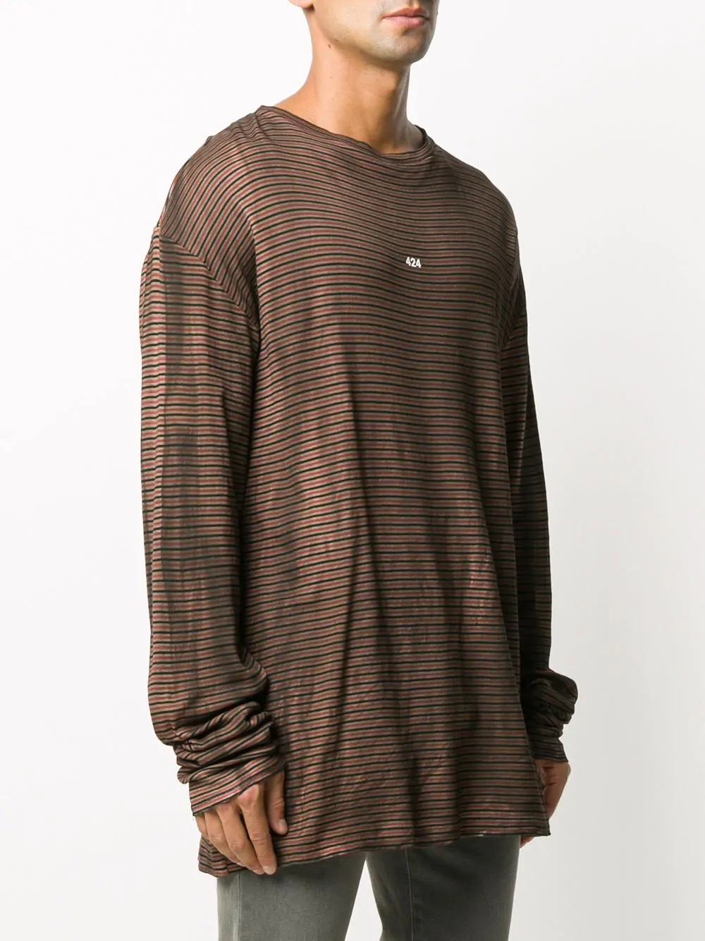 striped long-sleeve logo T-shirt - 3