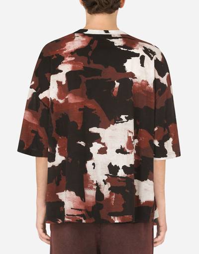 Dolce & Gabbana Camouflage-print cotton t-shirt with patch outlook