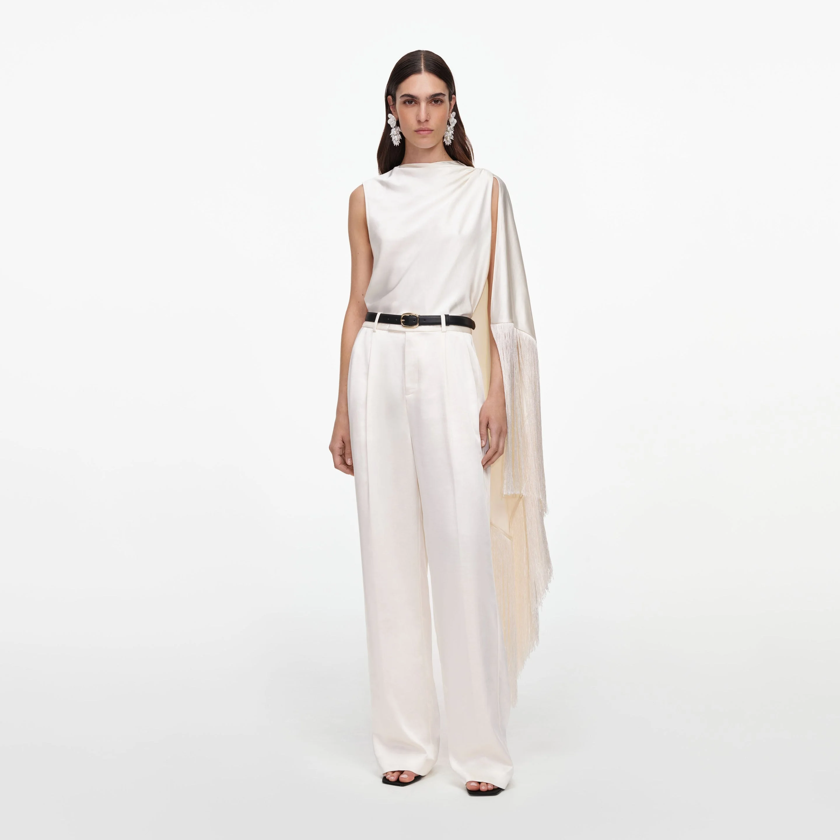 Cream Satin Trousers - 1