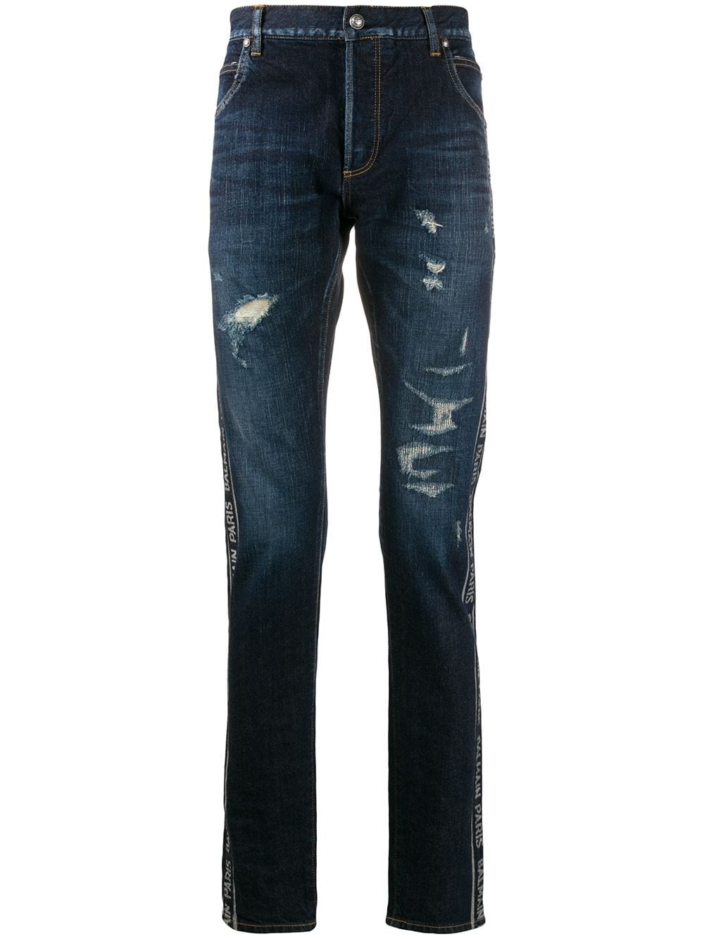 logo-stripe skinny jeans - 1