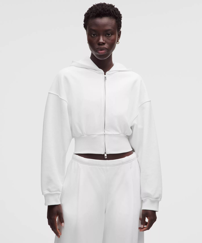 French Terry Cropped Full-Zip Hoodie 1