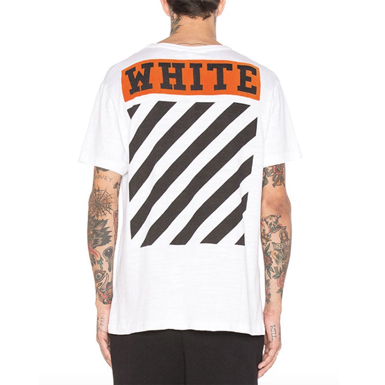 Off-White Stripe Logo Printing Short Sleeve Ordinary Version White OMAA002G20JER0100119 - 5