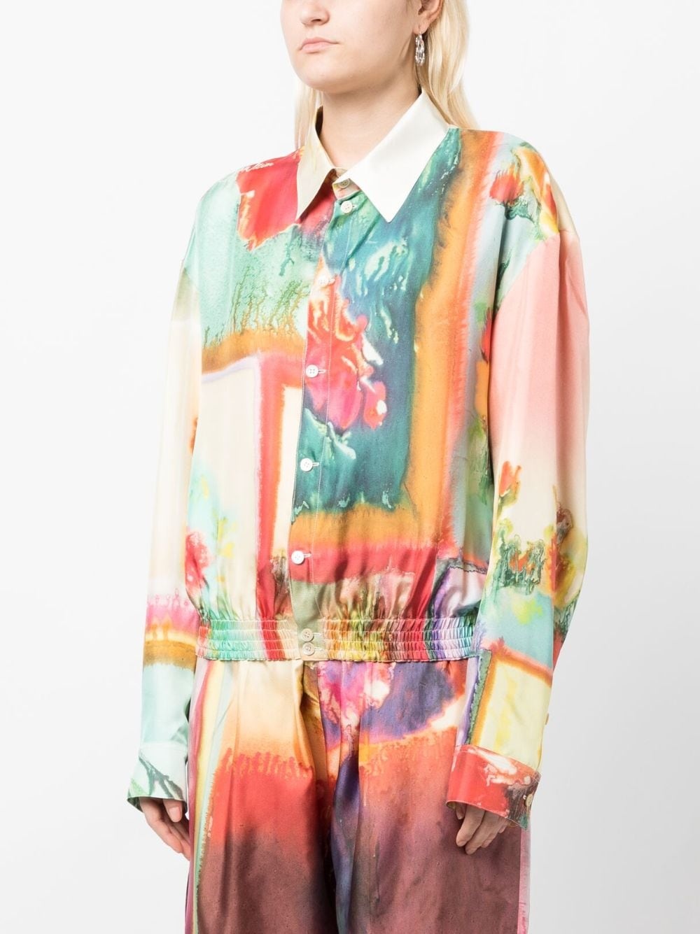abstract-print silk shirt - 3