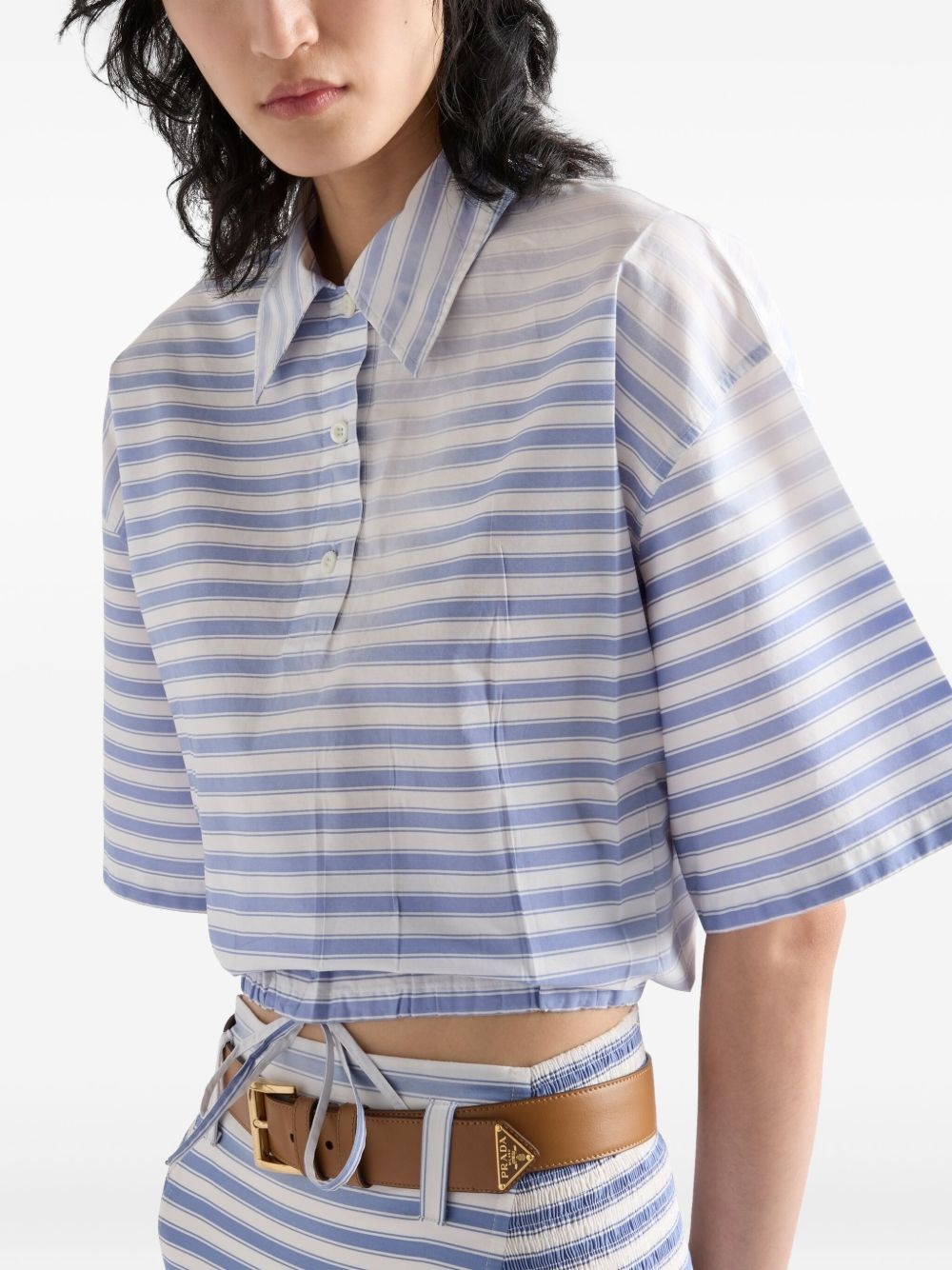 striped poplin polo shirt - 4
