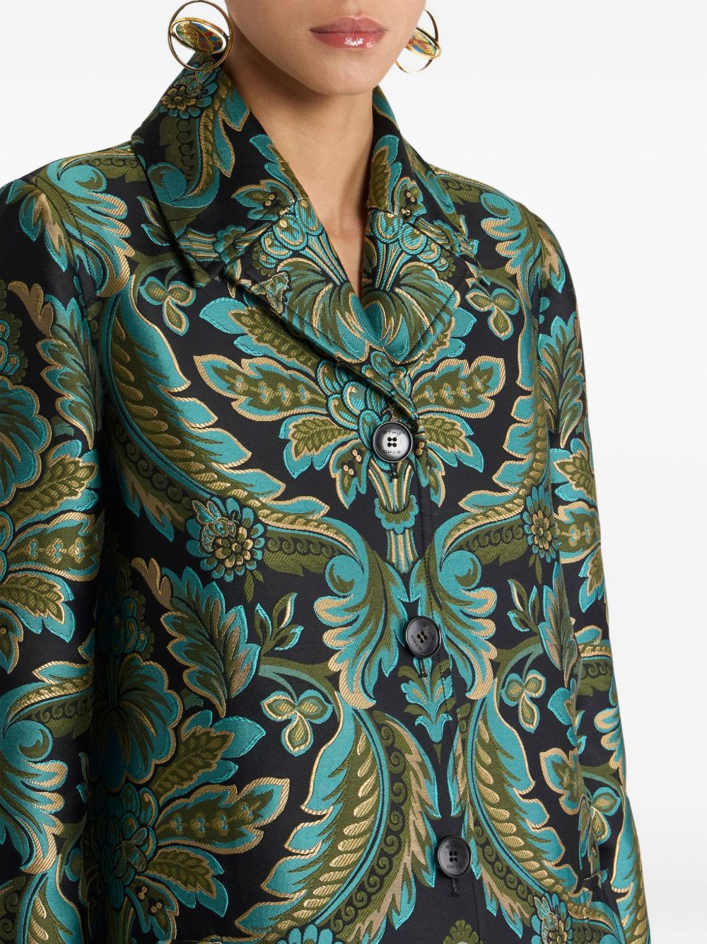 floral-jacquard coat - 4