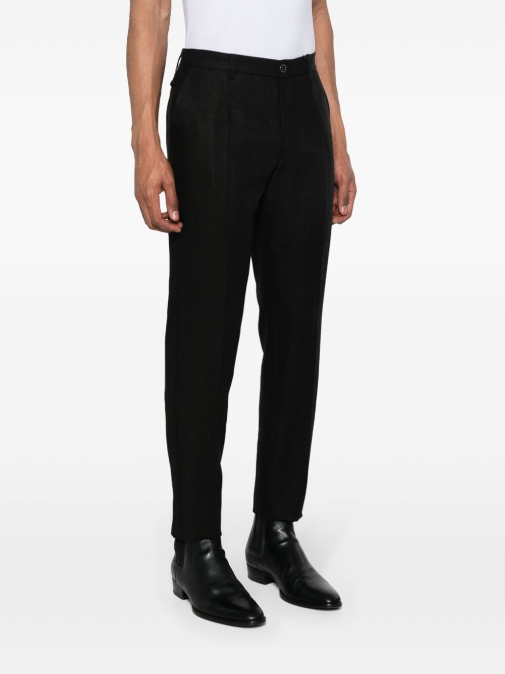 slim-fit linen trousers - 3