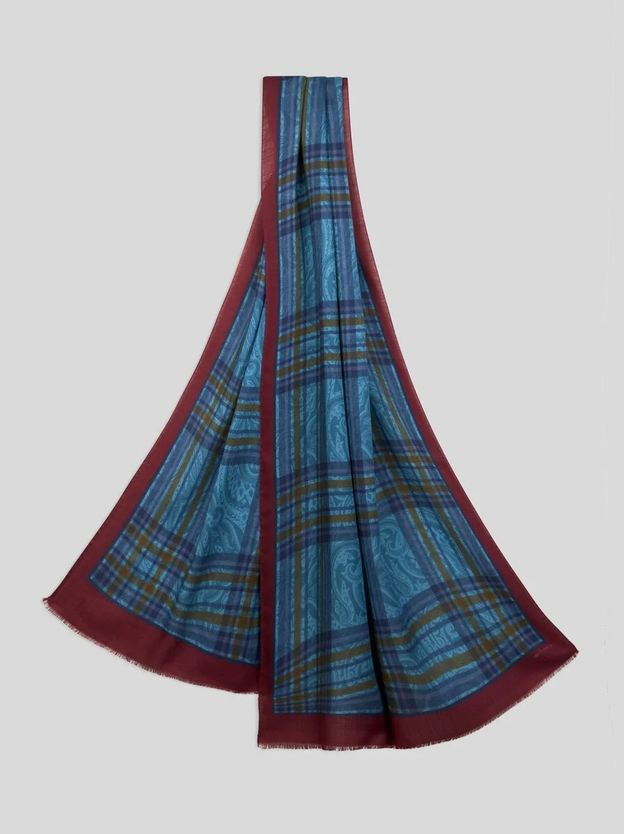 WOOL AND SILK SCARF WITH PRINT - 1