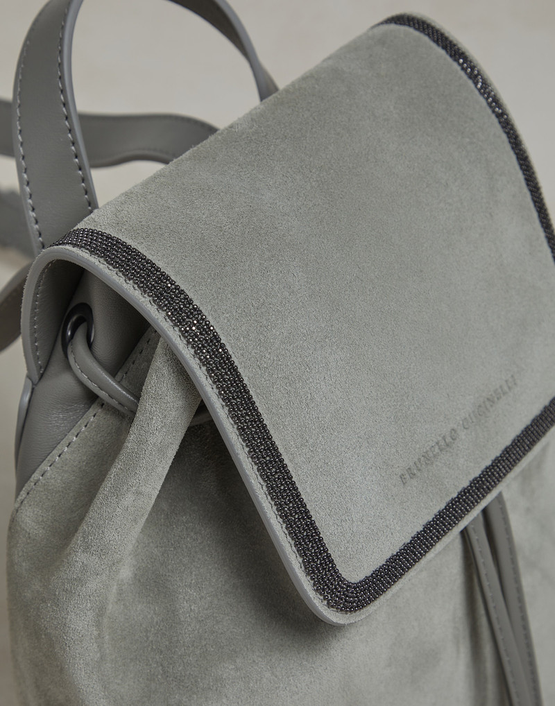 Suede backpack with precious contour 3