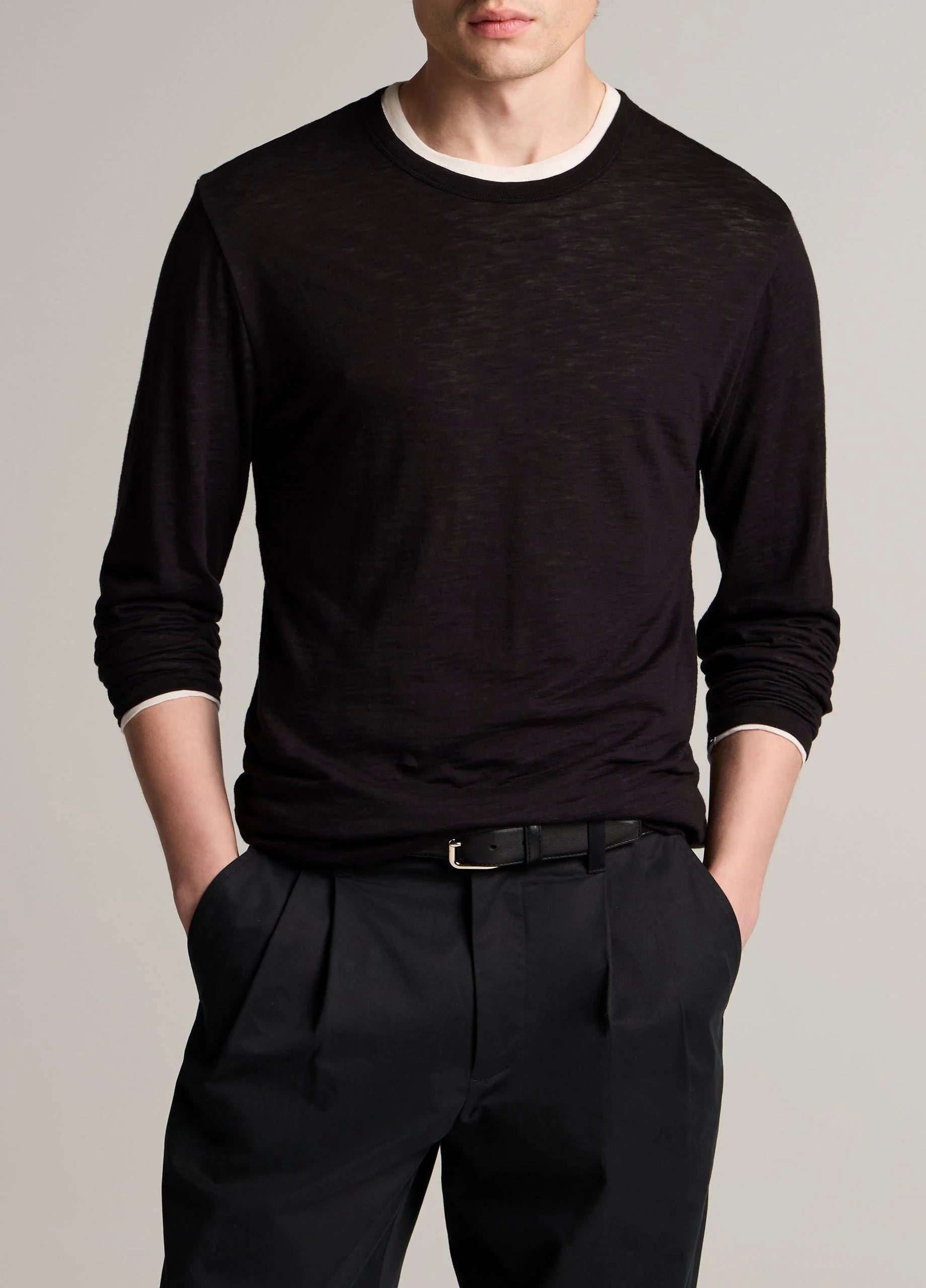 Slub Pima Cotton Double-Layer T-Shirt - 1