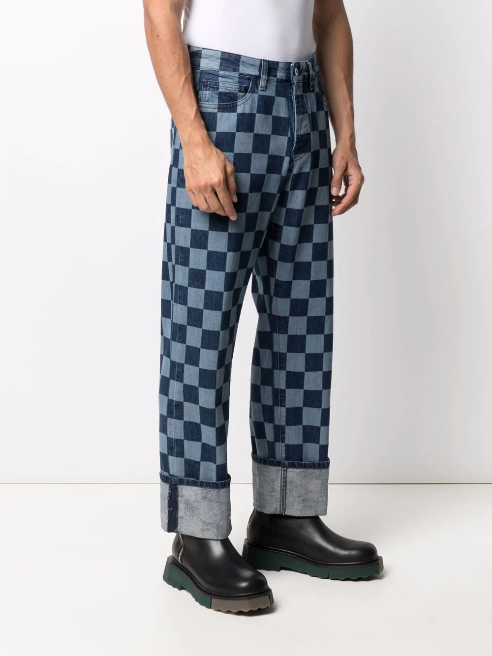 checkerboard-print straight-leg jeans - 3