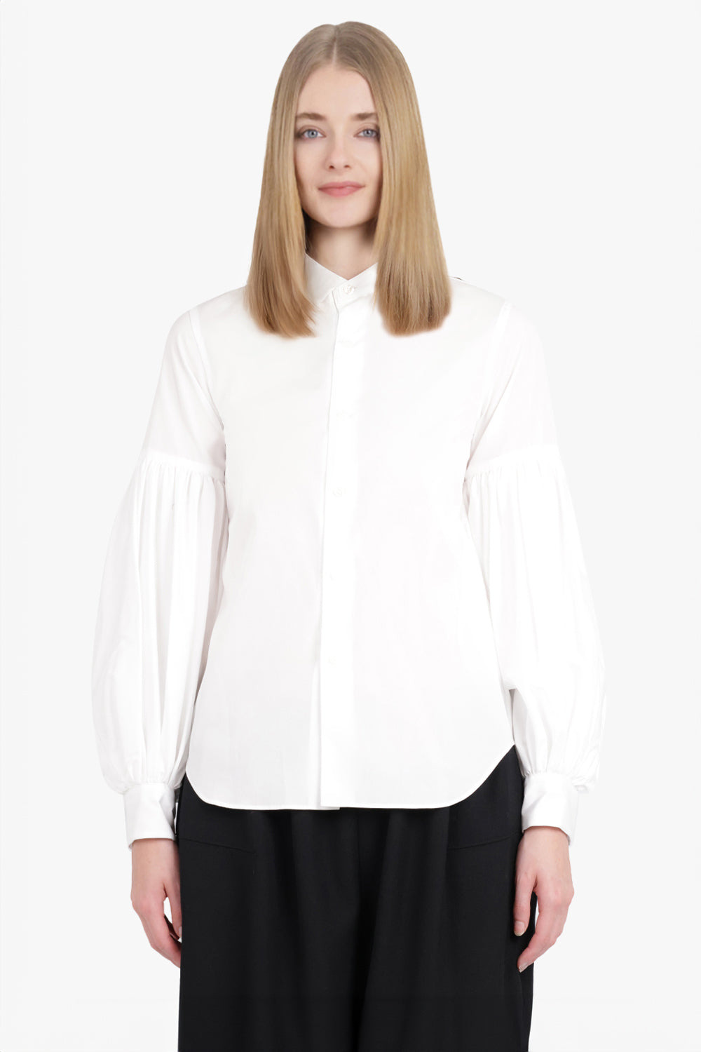 RUCHED BALLOON L/S BLOUSE | WHITE - 3
