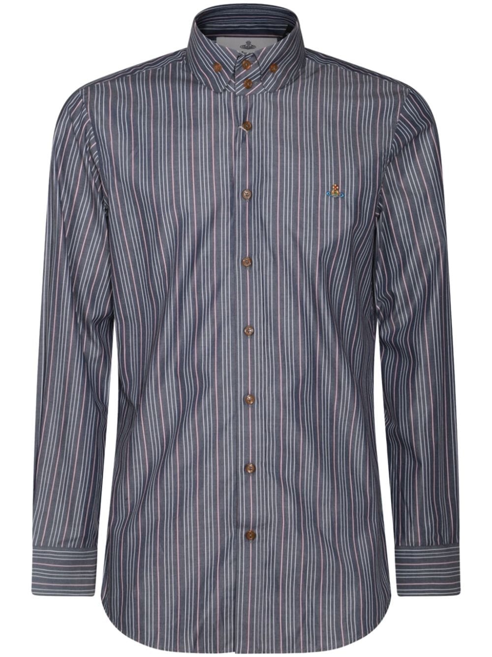 Orb-embroidered striped shirt - 1