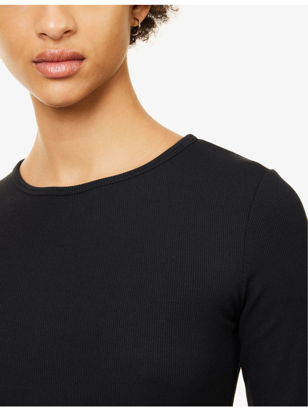 Ribbed round-neck stretch-woven top - 5