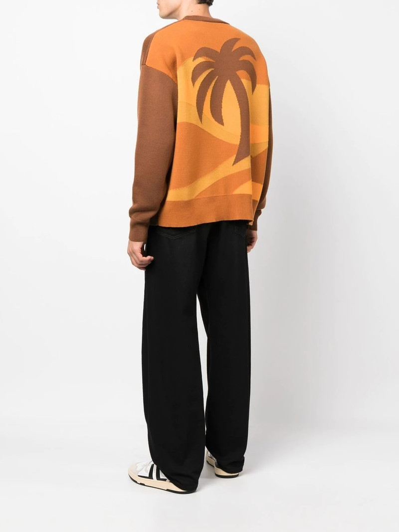 Palm Angels intarsia palm crew neck jumper outlook
