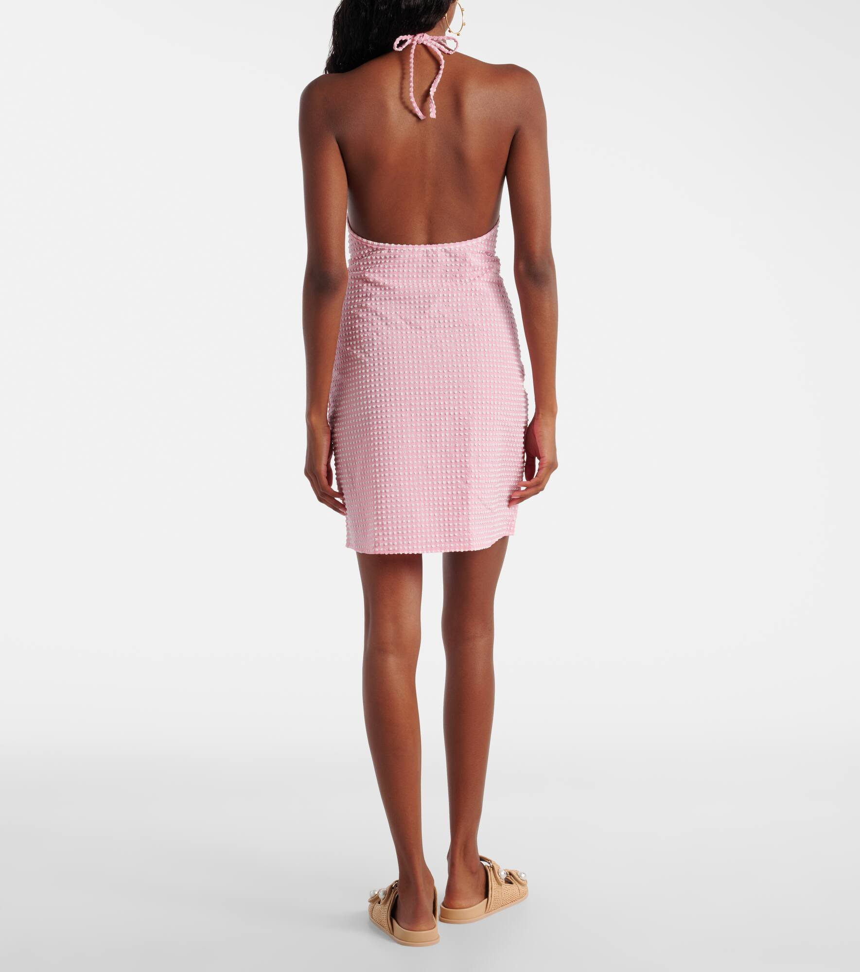 Gingham halterneck seersucker minidress - 3