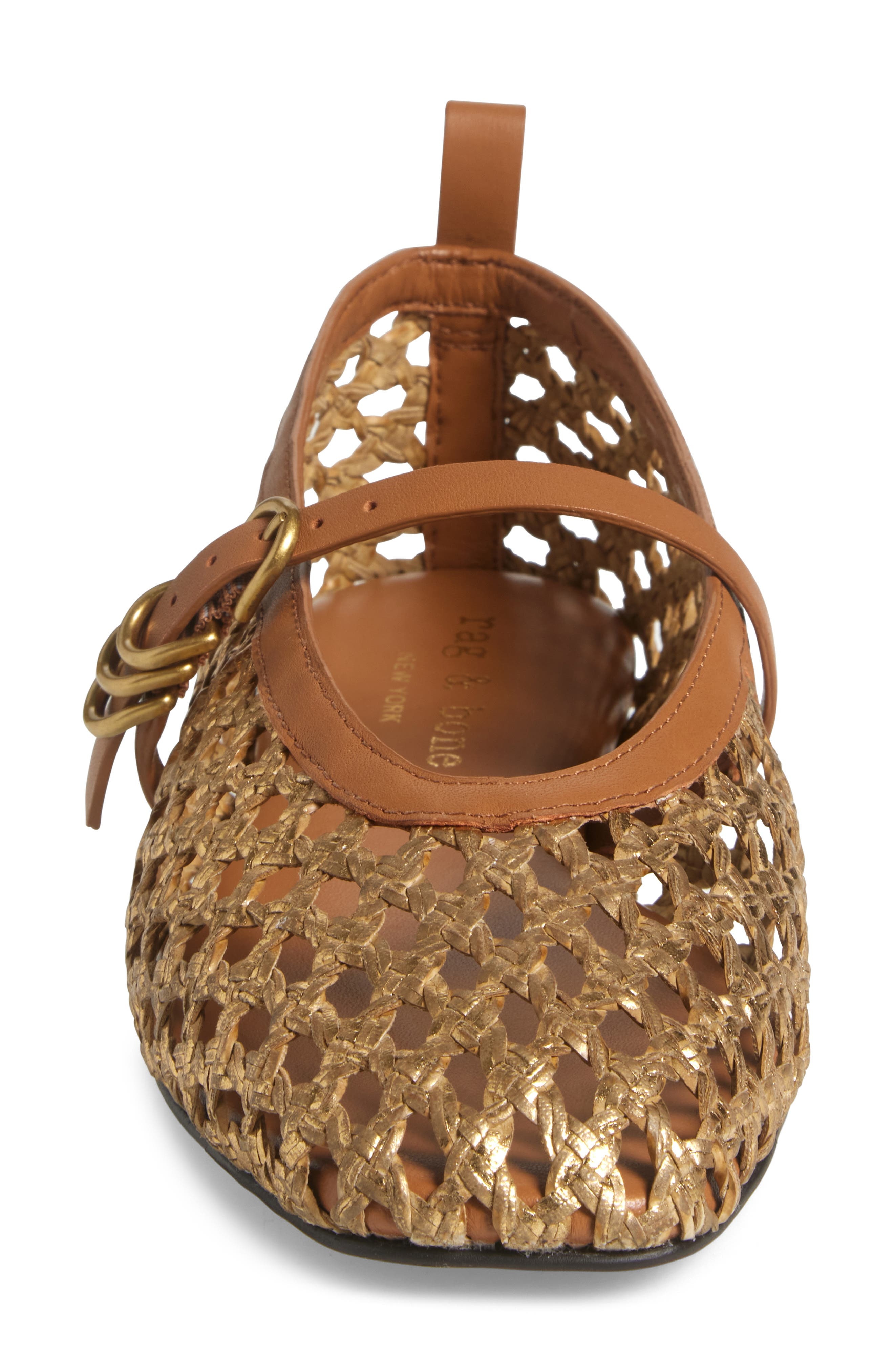 rag & bone Spire Woven Mary Jane Flat in Gold Woven at Nordstrom - 4