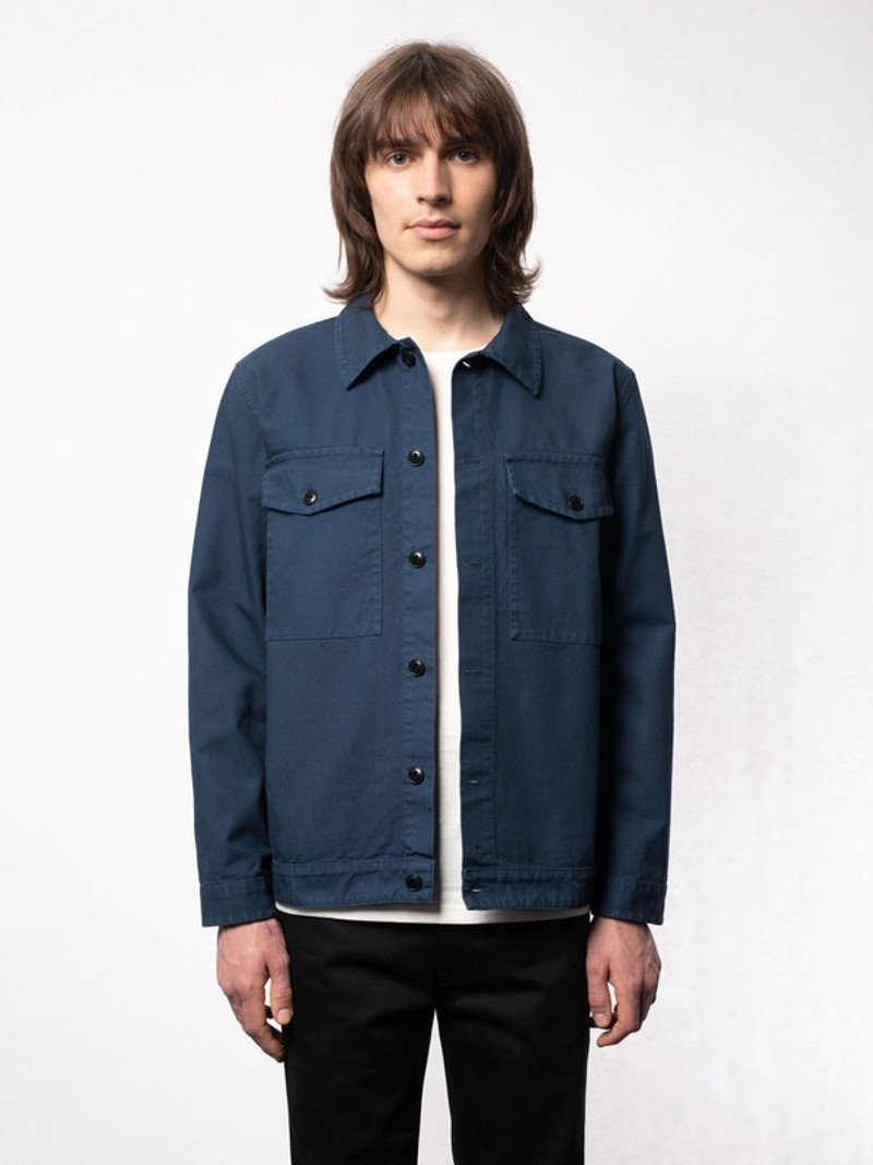 Nudie Jeans Colin Canvas Overshirt Indigo Blue outlook