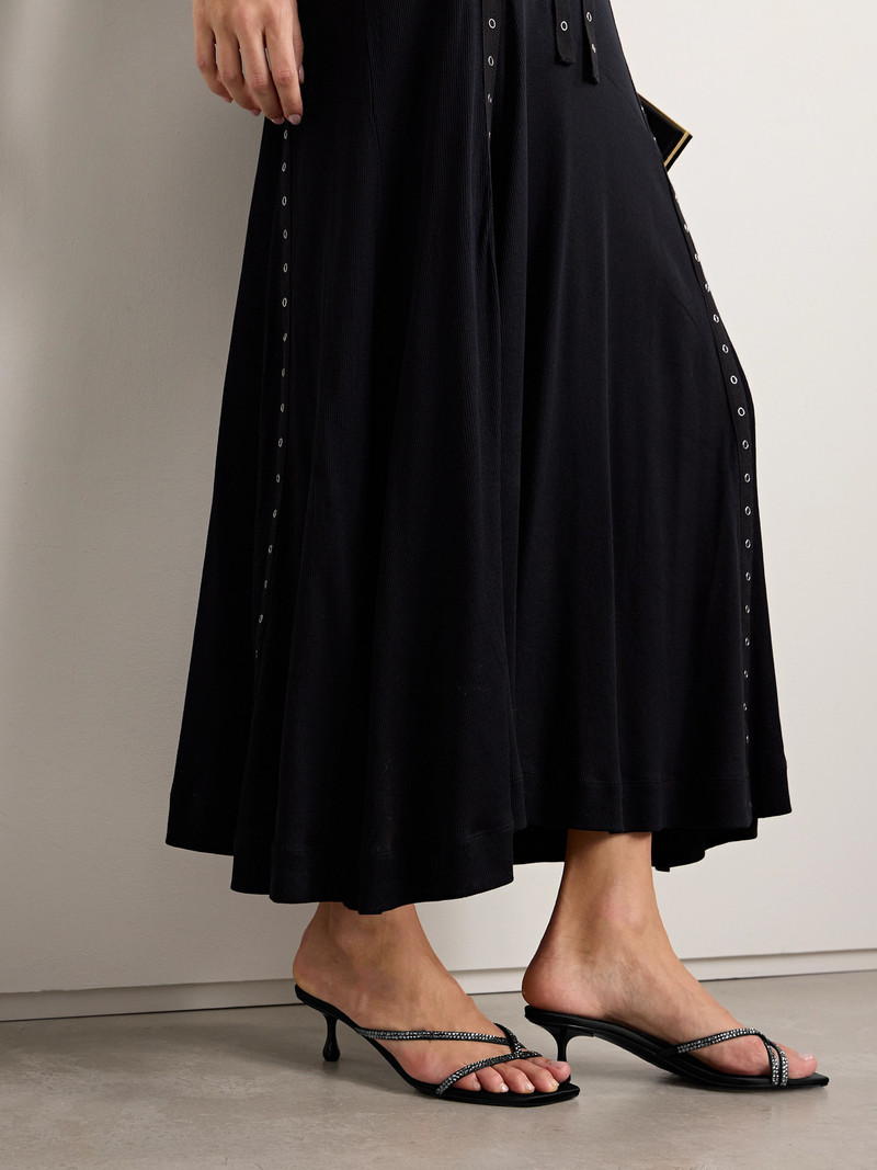 JIMMY CHOO Etana 50 Crystal-embellished Satin Mules outlook