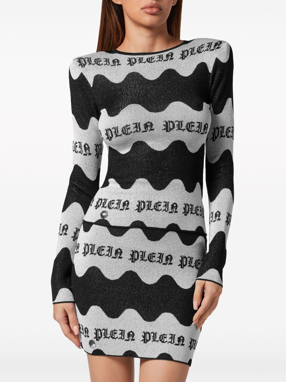 wave-jacquard long-sleeve top - 3