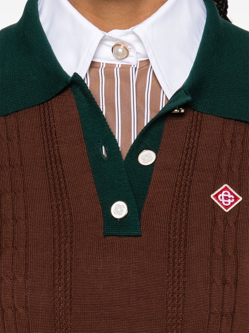 cable-knit polo top - 5
