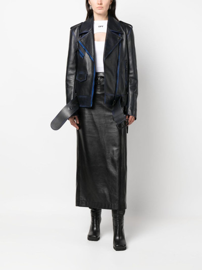 Off-White contrast-trim leather jacket outlook
