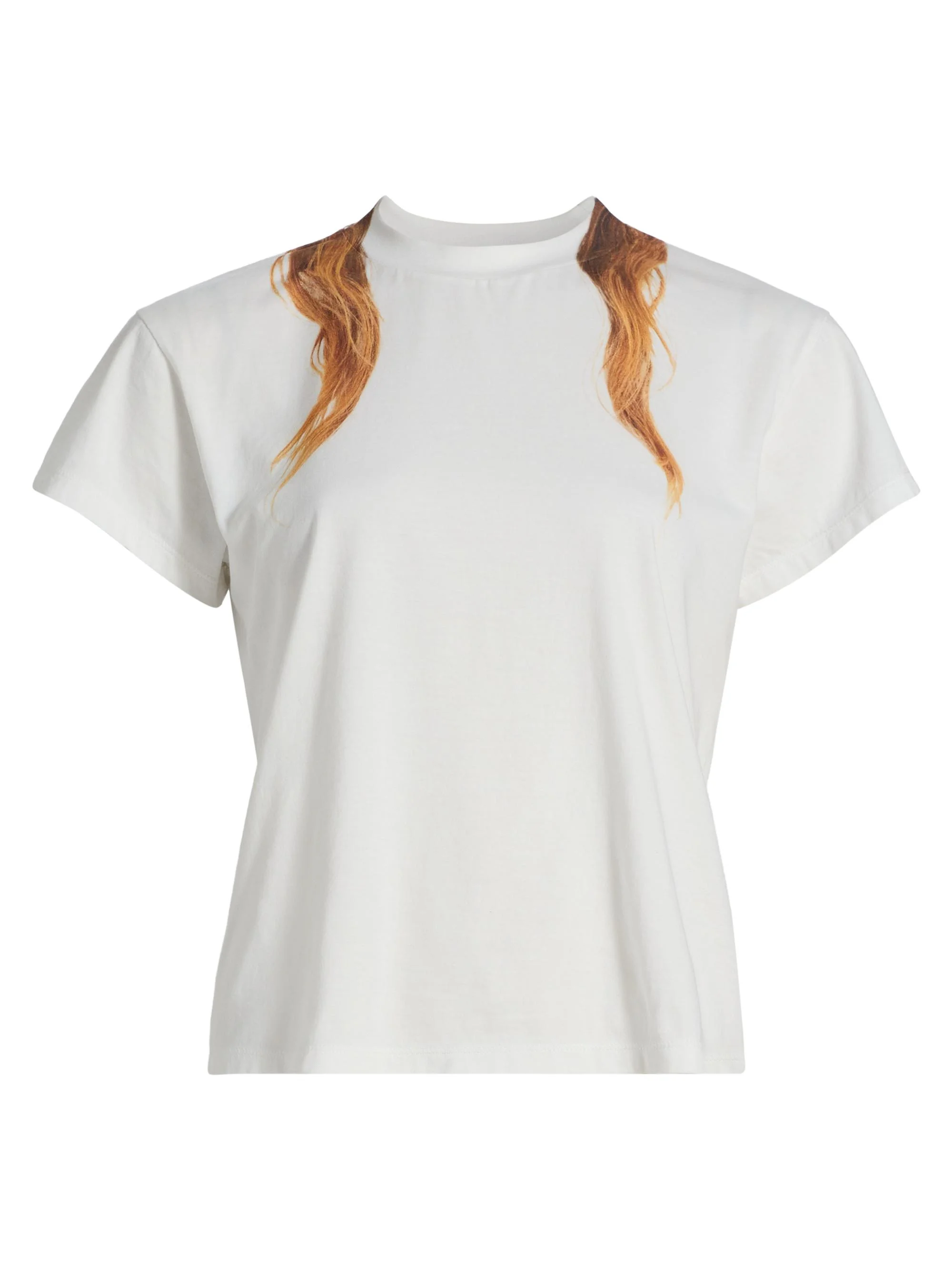 Women's Hair Cotton Crewneck T-Shirt - Off White - 1