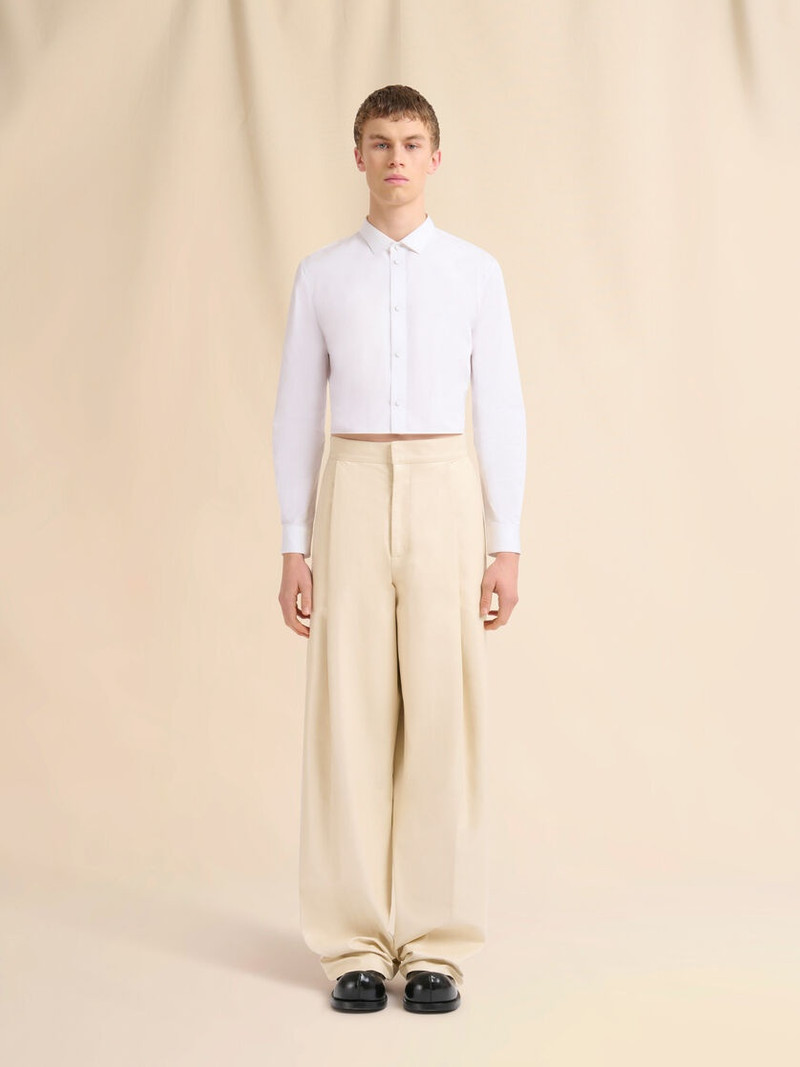 Marni CREAM NAPPA LEATHER TROUSERS WITH MAXI PLEATS outlook