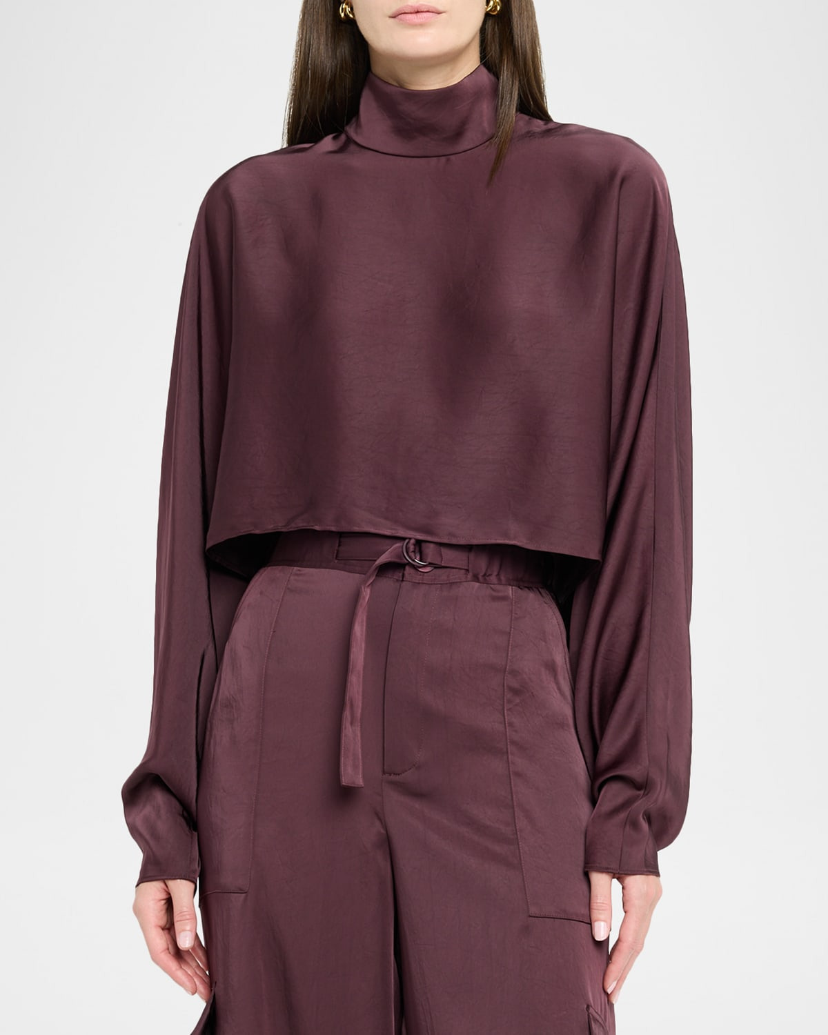 Lightweight Satin Crop Caftan Top - 4